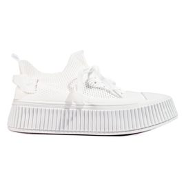 Sneaker traforate bianche sulla piattaforma Shelovet bianco