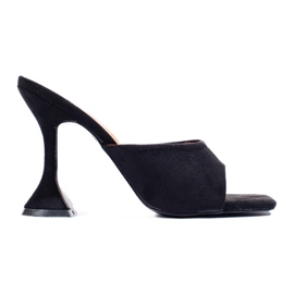 Sandali con tacco in camoscio nero di Shelovet