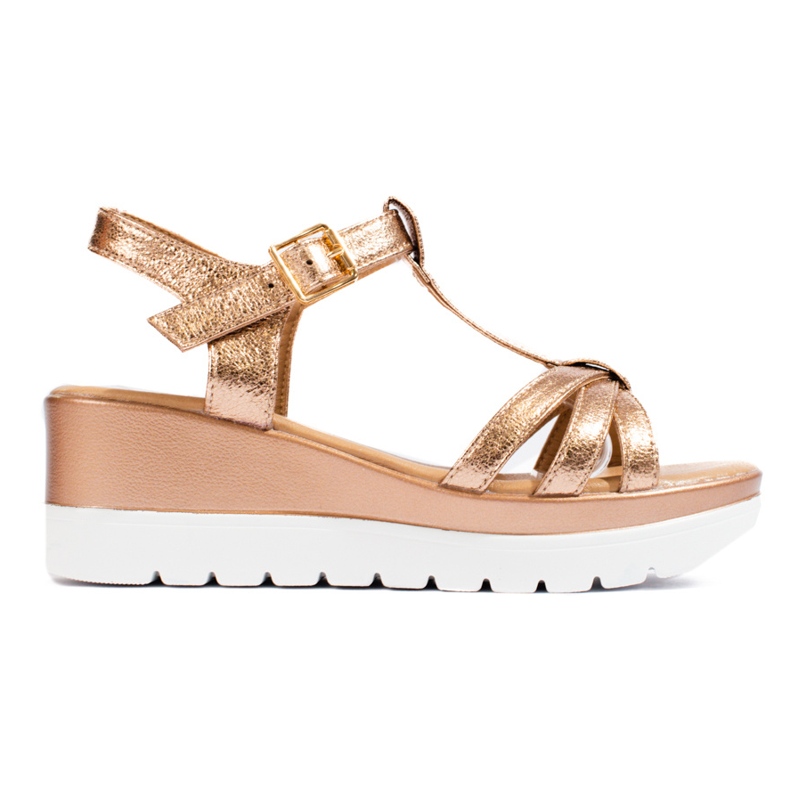 Sandali da donna con zeppa oro Shelovet d'oro