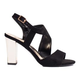 Sandali con tacco in camoscio nero di Shelovet