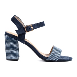 Sandali Shelovet blu navy da donna con tacco decorativo