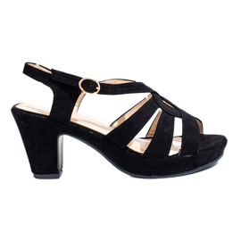 Sandali da donna con tacco in camoscio nero di Shelovet