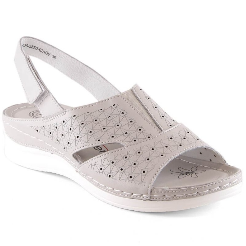 Sandali comodi in pelle con fascia elastica eVento W 5850 beige