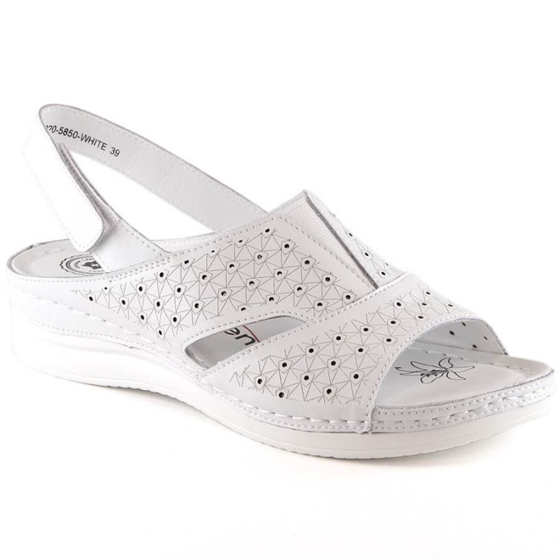 Sandali comodi in pelle con fascia elastica eVento W 5850 bianco bianca