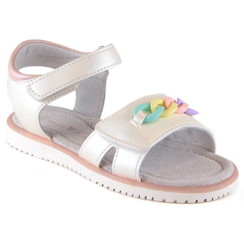 Sandali in velcro con catena Miss Jr EVE426 beige