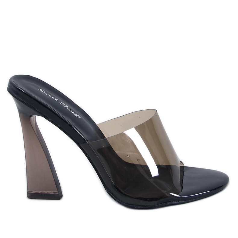 BM Ciabatte Seymour nere con tacco trasparente nero