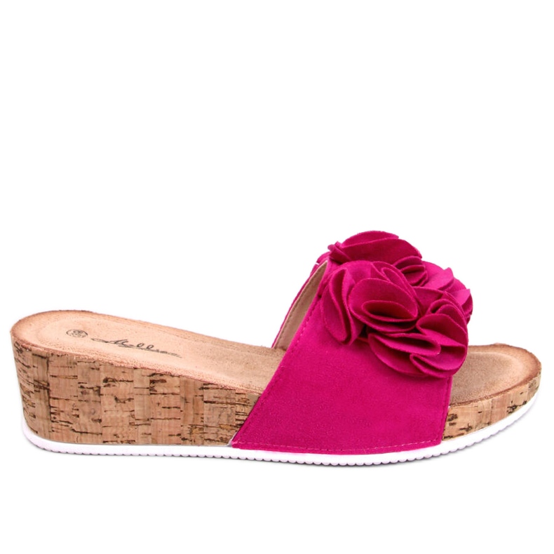 BM Sandali con zeppa con fiori Peluso Fucsia rosa
