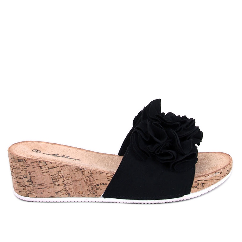 BM Sandali con zeppa con fiori di Peluso Black nero