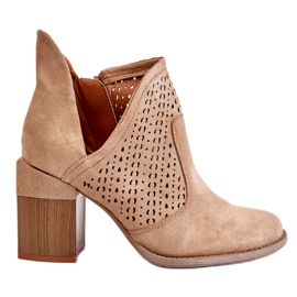 Bella Paris Stivali tagliati in pelle scamosciata beige Layne