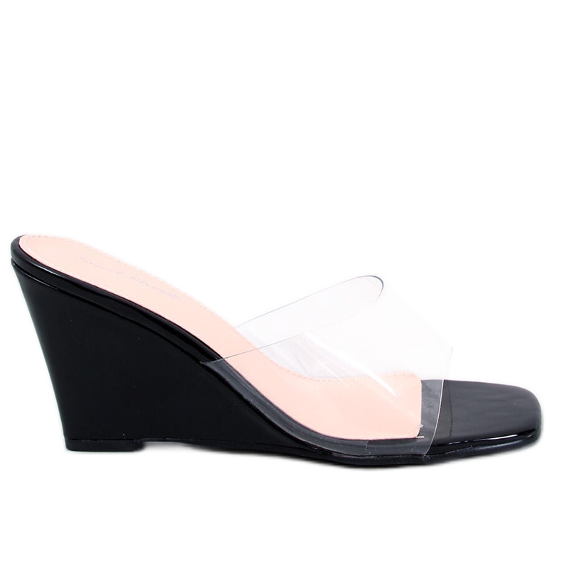 BM Ciabatte con zeppa trasparenti Rocks Black nero