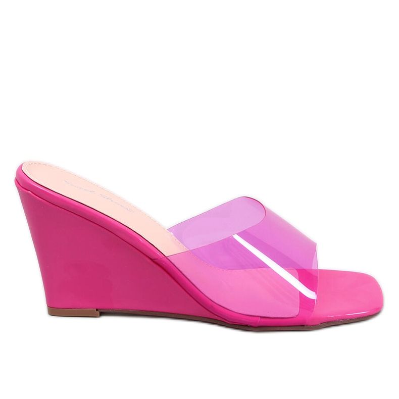 BM Zeppa trasparente Slides Rocks Fucsia rosa