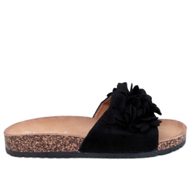BM Fowley Pantofole in sughero fiore nero