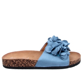 BM Pantofole in sughero con fiori Fowley Blue