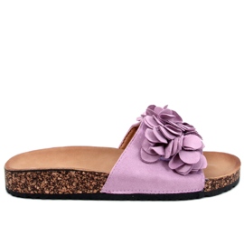 BM Pantofole in sughero con fiori Fowley Purple viola