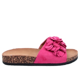 BM Pantofole in sughero con fiori Fowley Fuchsia Peach rosa