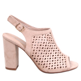 Sandali con tacco traforato Noise Beige