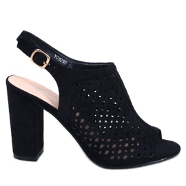 Sandali con tacco traforato Noise Black nero