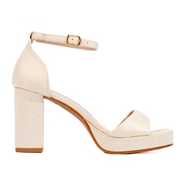 W. Potocki Sandali beige da donna sul palo Potocki