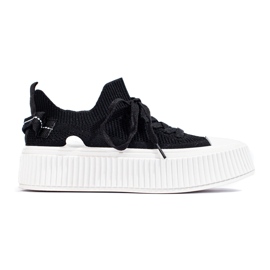 Sneakers nere con plateau traforato di Shelovet nero