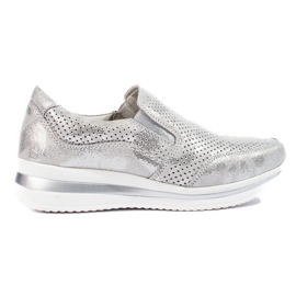 Sneakers con plateau in pelle di Shelovet argento d'argento