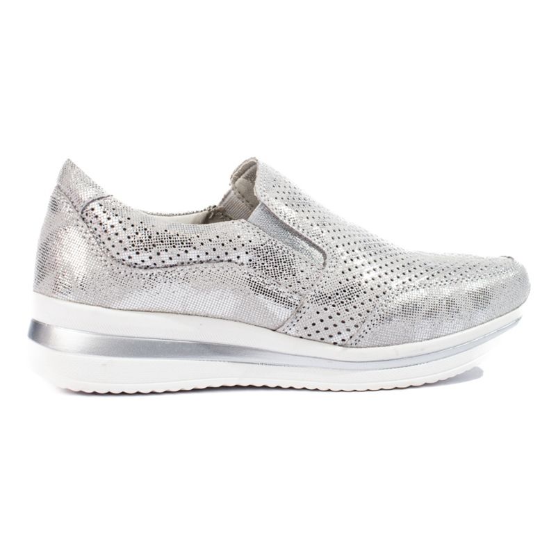 Sneakers con plateau in pelle di Shelovet argento d'argento