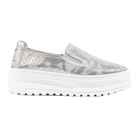 Slip on argento da donna in pelle Shelovet