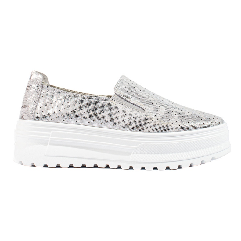 Slip on argento da donna in pelle Shelovet d'argento
