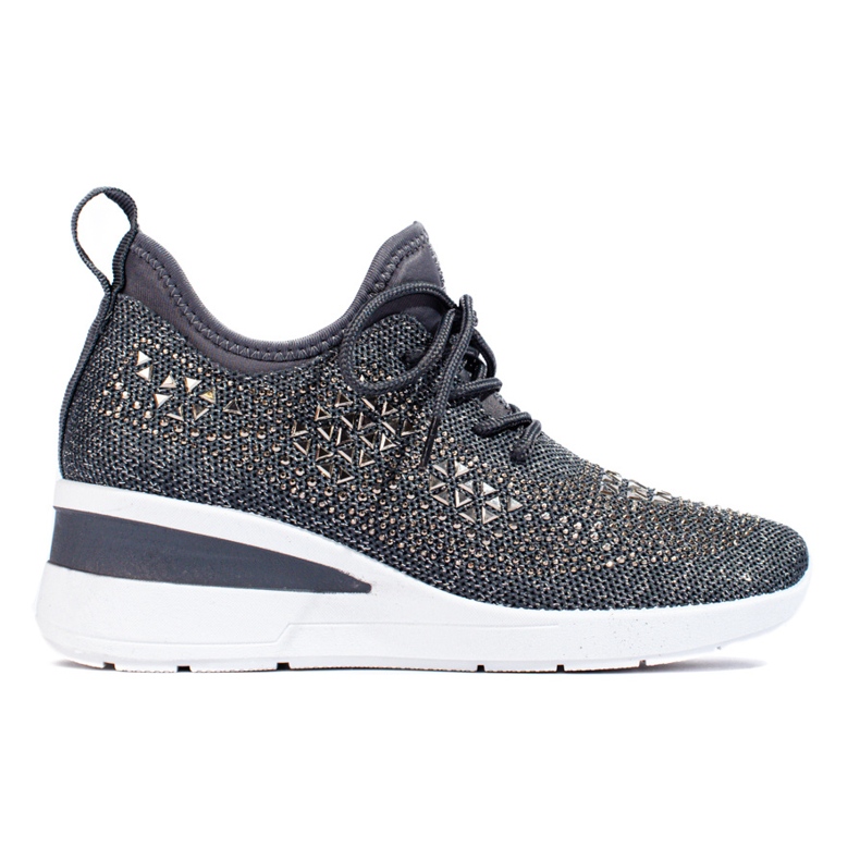 Sneakers con zeppa Shelovet in tessuto nero grigio