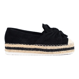 Espadrillas in camoscio nero con plateau e fiocco di Shelovet