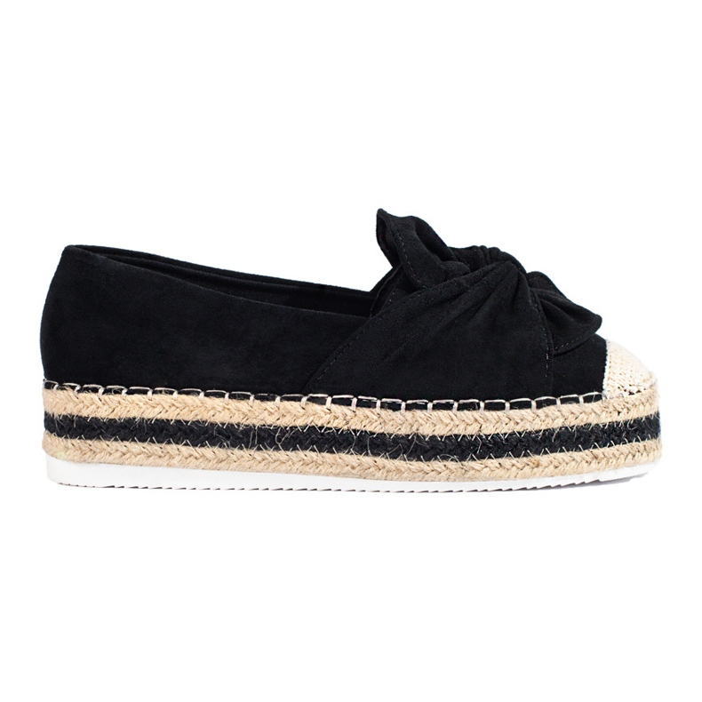 Espadrillas in camoscio nero con plateau e fiocco di Shelovet