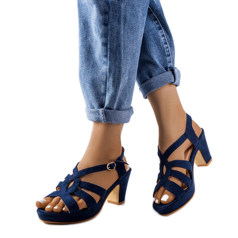 Sandali a blocchi blu navy di Monjeau