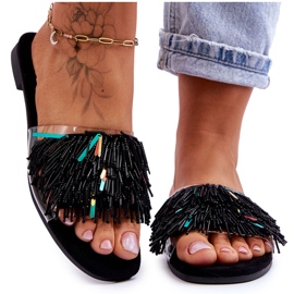 Ciabatte Donna Con Decorazioni Alla Moda S.Barski KV-576-4 Nere incolore