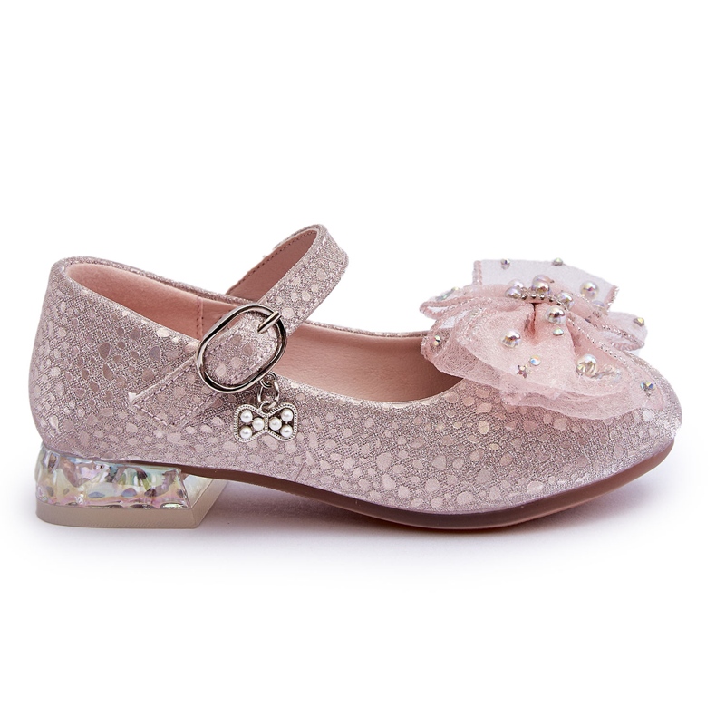 PA1 Ballerine Per Bambini Con Fiocco In Velcro Argento-Rosa Nicola d'argento