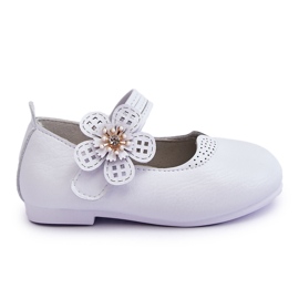 Ballerine In Pelle Per Bambini Con Fiore Bianco Cobi