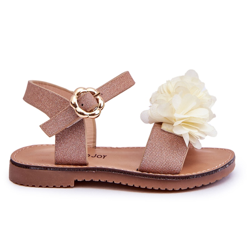 Sandali per bambini alla moda con fiori Poly beige-dorati