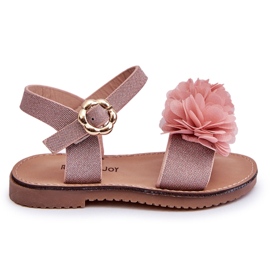 FR1 Sandali per bambini alla moda con fiori rosa poli