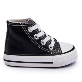 Sneakers Alta In Pelle Da Bambino Marney Bianca E Nera nero
