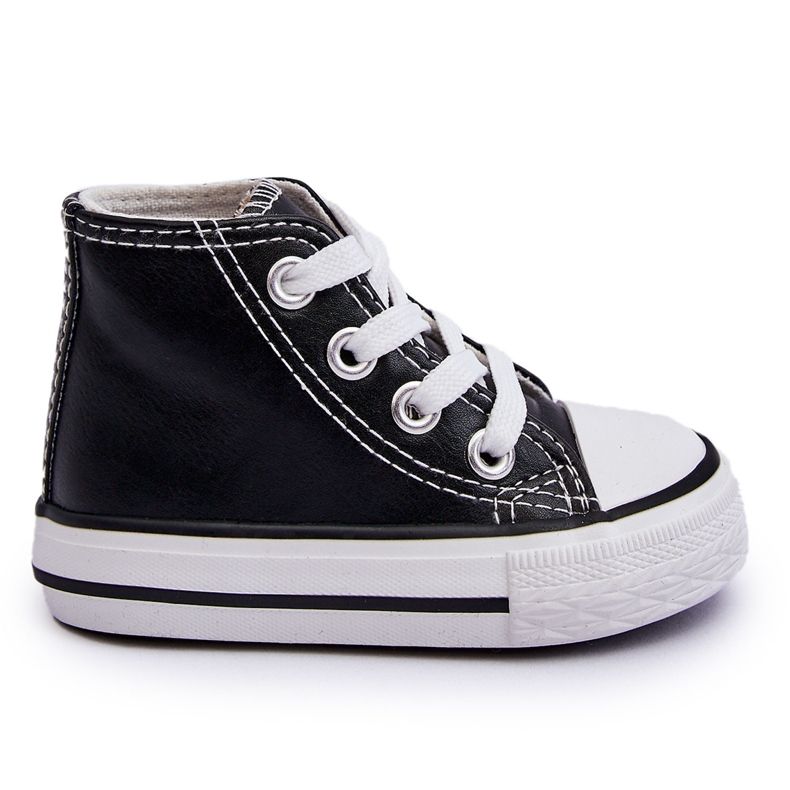 Sneakers Alta In Pelle Da Bambino Marney Bianca E Nera nero