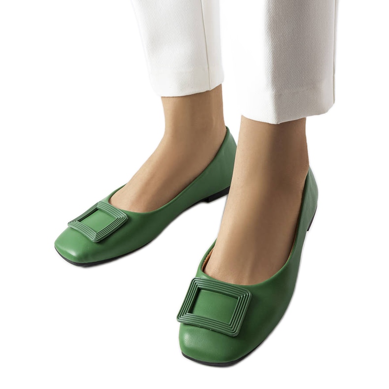 Ballerine verdi con fibbia Sheller verde