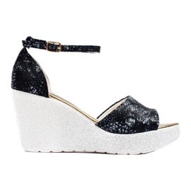 Sandali con zeppa da donna in bianco e nero di Shelovet