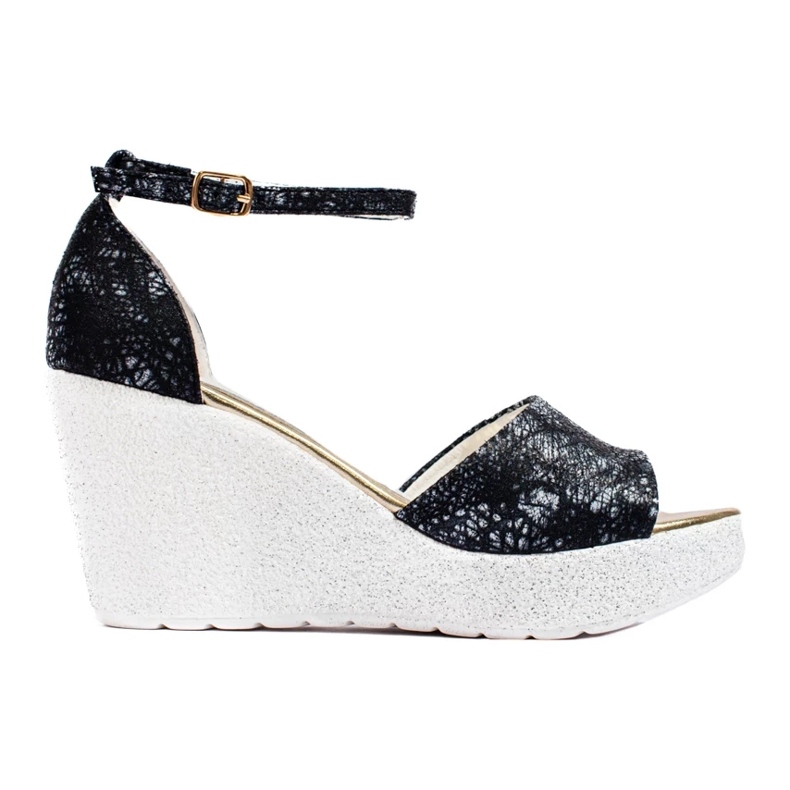 Sandali con zeppa da donna in bianco e nero di Shelovet