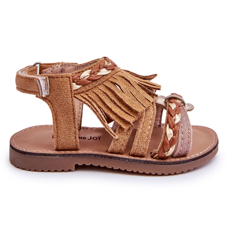 Sandali Con Velcro Per Bambini Con Nappine Marrone Missy