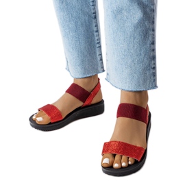 Sandali glitter rossi di Amathous rosso