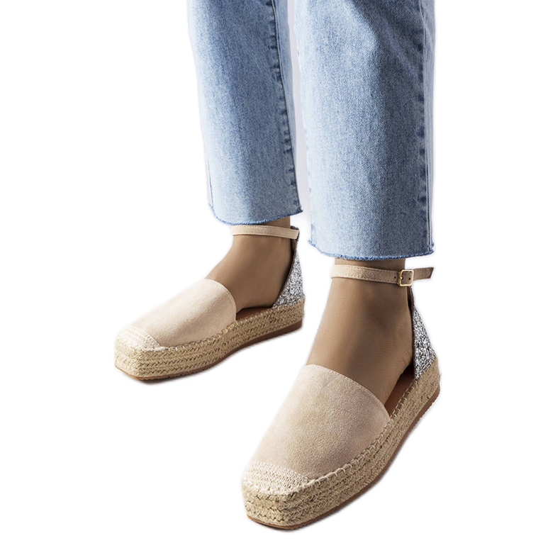 Espadrillas beige con inserto glitterato di Myasia