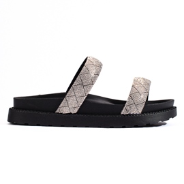 Pantofole nere da donna con suola spessa Shelovet argento