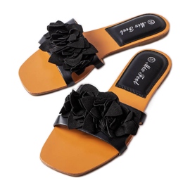 Ciabatte nere decorate con Flowers from Rapids nero