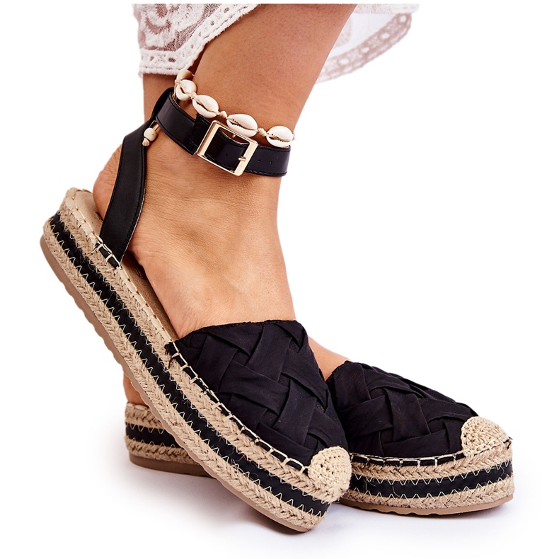 WS1 Sandali Espadrillas Da Donna Sulla Piattaforma Black Susane nero