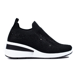 Sneakers con zeppa Shelovet in tessuto nero