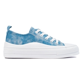 Sneakers in denim da donna sulla piattaforma Shelovet blu