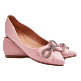 WS1 Eleganti Ballerine Con Fiocco E Una Volta Di Strass Rosa